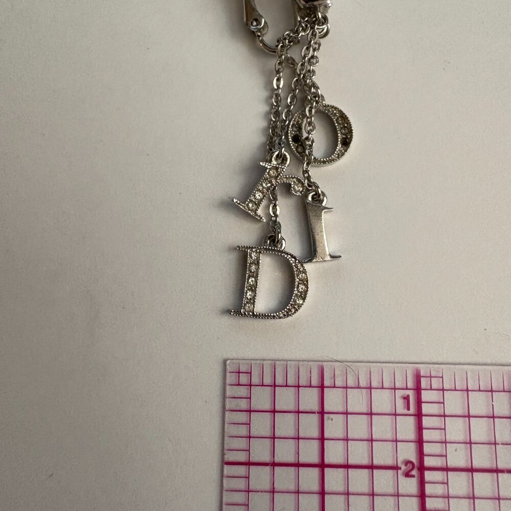 2000s vintage signed Christian Dior silver & crystal letter dangle earrings - Picture 8 of 9